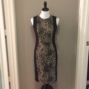 NWT Calvin Klein black animal print dress size 4